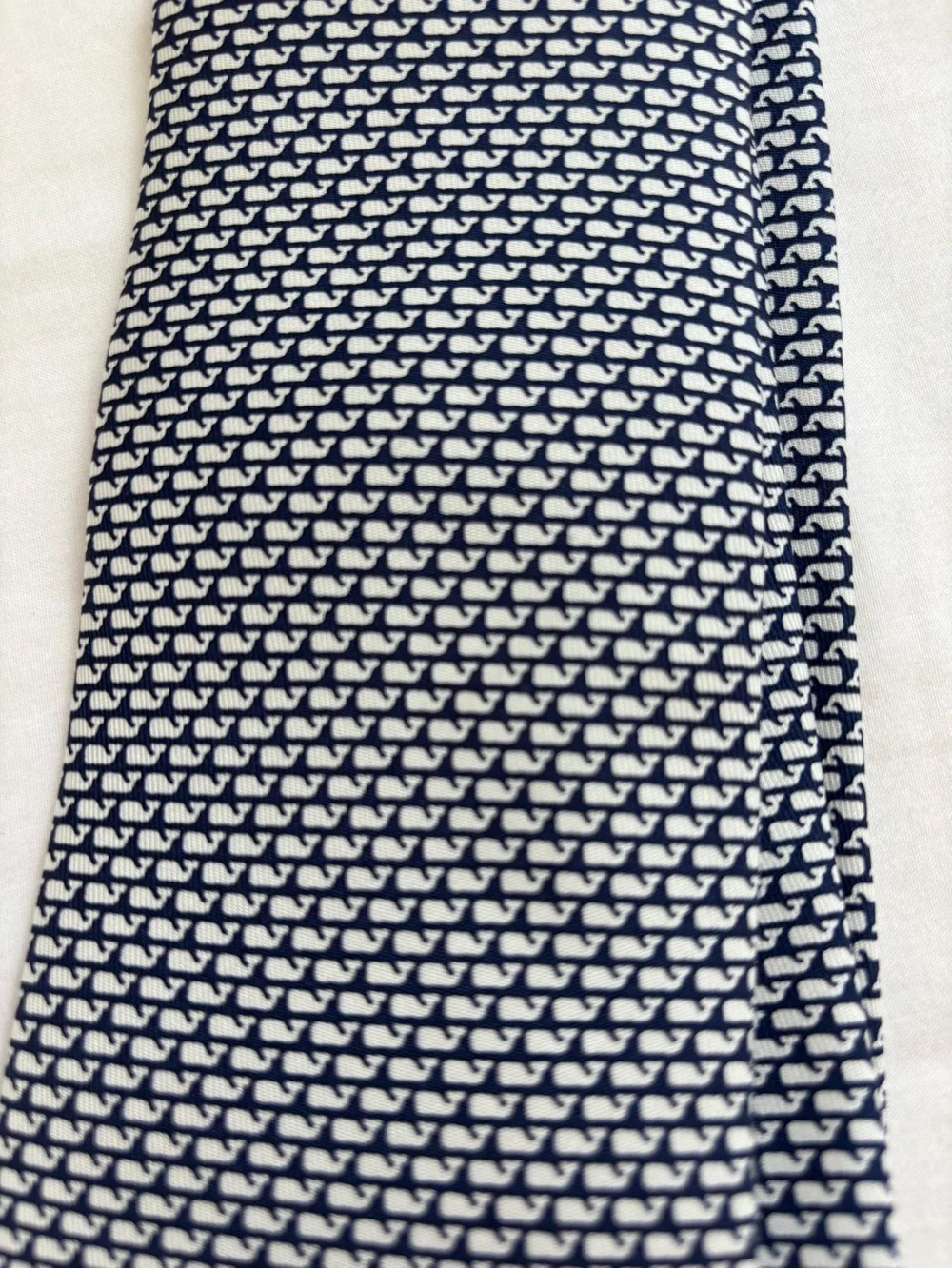 Vineyard Vines Navy and White Micro Whale Print Tie